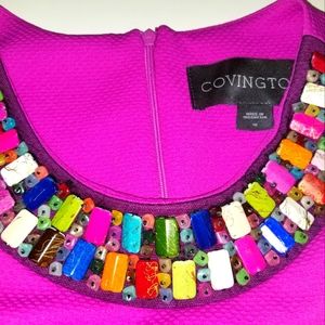 NWT Covington fuchsia swing hem beaded dress size 10